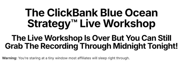 Duston McGroarty – The ClickBank Blue Ocean Strategy™ Live Workshop Download