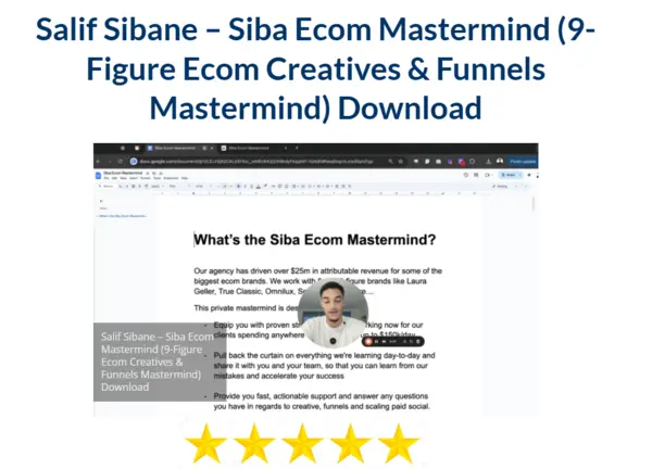 Salif Sibane – Siba Ecom Mastermind (9– Figure Ecom Creatives & Funnels Mastermind) Download